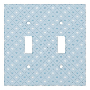 PASTEL BLUE & WHITE DIAMOND PATTERNS OF HEARTS LIGHT SWITCH COVER