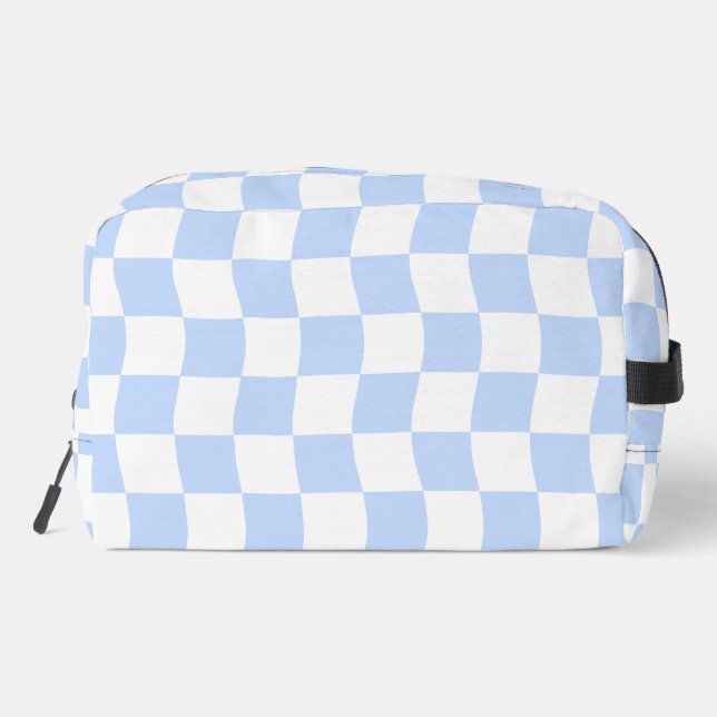 Pastel Blue White Retro Checkerboard Pattern Bag (Back)