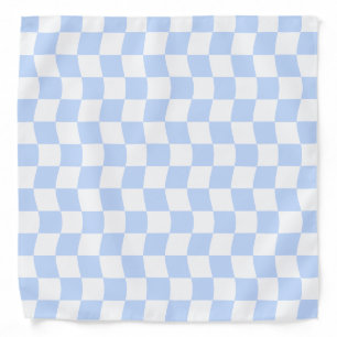 Pastel Blue White Retro Checkerboard Pattern Bandana
