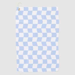 Pastel Blue White Retro Checkerboard Pattern Golf Towel