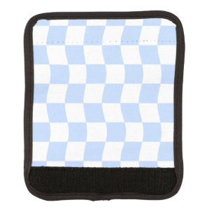 Pastel Blue White Retro Checkerboard Pattern Luggage Handle Wrap