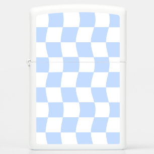 Pastel Blue White Retro Checkerboard Pattern Zippo Lighter
