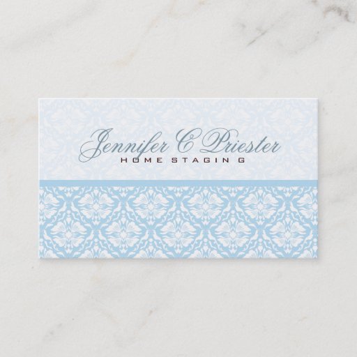 Customizable Pastel Blue &amp; White  Vintage Floral Damasks Business Card Templates