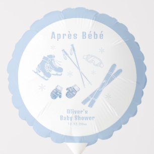 Pastel Blue Winter Après Bébé Ski Boy Baby Shower Balloon