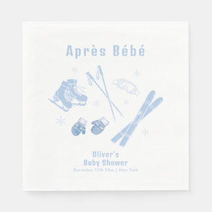 Pastel Blue Winter Après Bébé Ski Boy Baby Shower Napkins