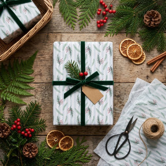 Pastel Blue Winter Botanical Holiday Christmas Tissue Paper