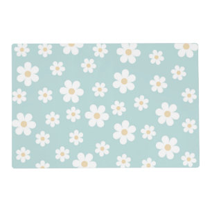 PASTEL BLUE WITH WHITE DAISIES & STRIPES PLACEMAT