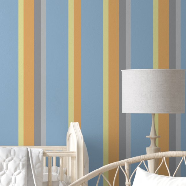 Pastel Blue Yellow Gray Vertical Stripes Wallpaper (Creator Uploaded)