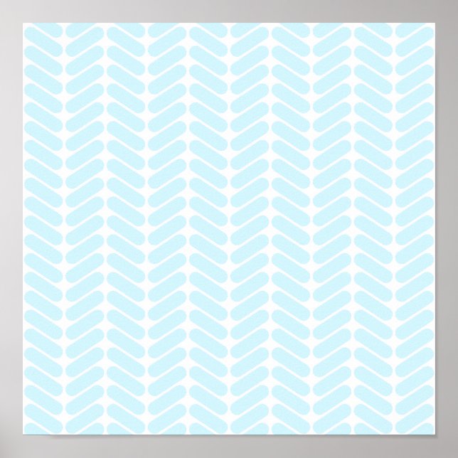 Pastel Blue Zigzag Pattern inspired by Knitting. Poster (Front)