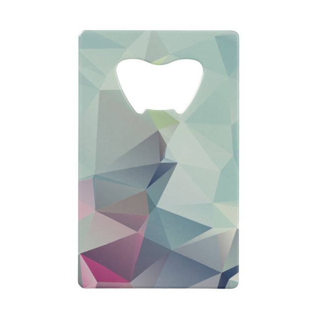 Pastel Blues Abstract Pyramid Art Credit Card Bottle Opener (Front)