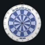 Pastel Blues Dartboard with Custom Text<br><div class="desc">Pastel blues dart board with two custom text areas. Choose "customize more" option if you want to change colours.</div>