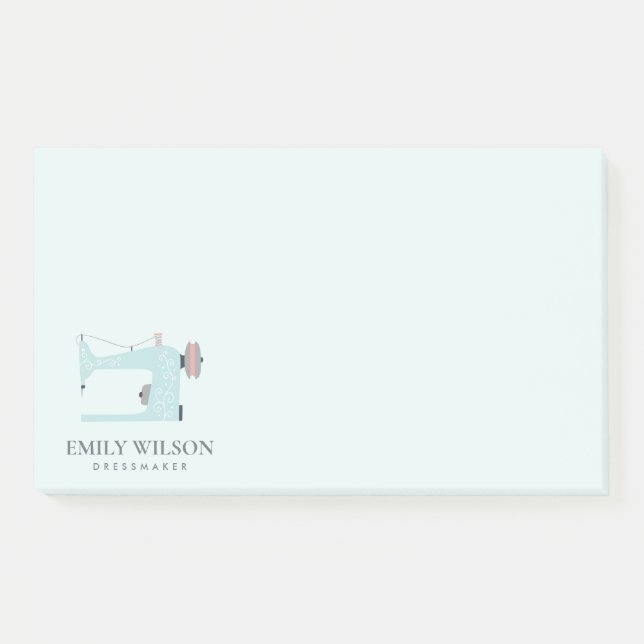 PASTEL BLUSH AQUA BLUE PINK SEWING MACHINE TAILOR POST-IT NOTES (Front)