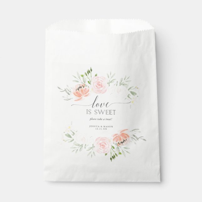 Pastel Blush Bridal Shower Favor Bag Love is Sweet (Front)