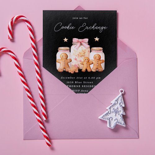 Pastel Blush Cookie Exchange Christmas Party Invitation