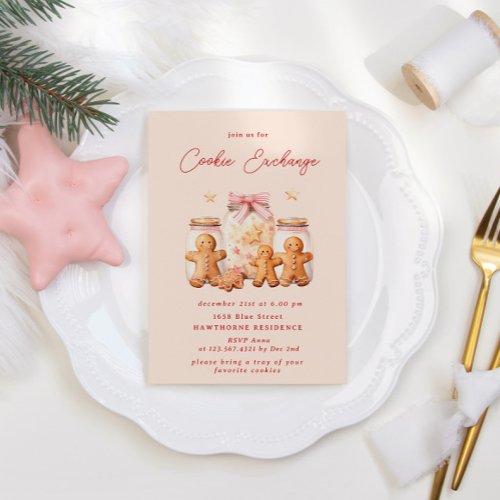 Pastel Blush Cookie Exchange Christmas Party Invitation