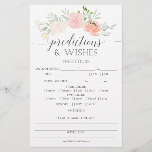 Pastel Blush Double Sided Baby Shower Games (Front)