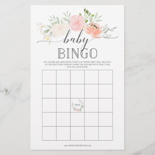 Pastel Blush Double Sided Baby Shower Games (Back)