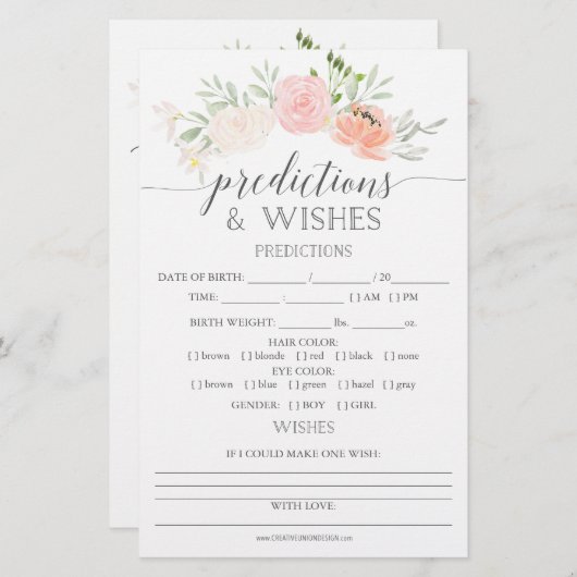 Pastel Blush Double Sided Baby Shower Games (Front/Back)