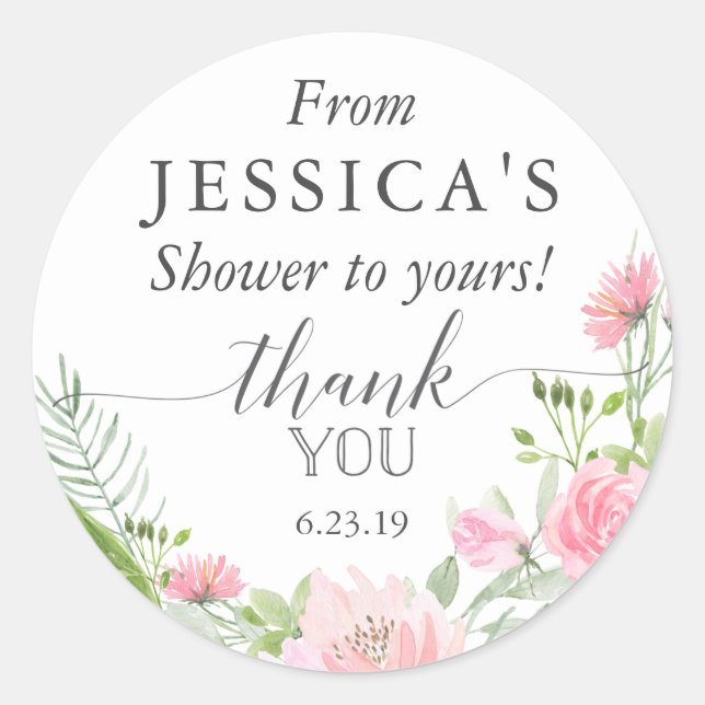 Pastel Blush Favor Sticker - Shower (Front)