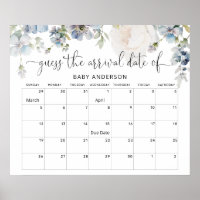 Pastel Blush Floral Guess Baby Due Date Calendar