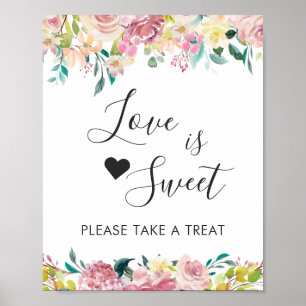 Pastel Blush Floral Love Is Sweet Dessert Bar Sign