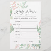 Pastel Blush Greenery Baby Shower Guessing Game (Front)