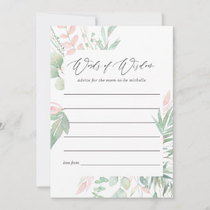 Pastel Blush Greenery Baby Shower Mom Advice Card