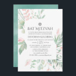 Pastel Blush Greenery Bat Mitzvah Invitation<br><div class="desc">Organic inspired greenery blush pink and mint pastel shades bat mitzvah invitation designed to be quickly and easily customized to your event specifics.</div>