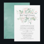 Pastel Blush Greenery Bat Mitzvah Invitation<br><div class="desc">Organic inspired greenery blush pink and mint pastel shades bat mitzvah invitation designed to be quickly and easily customized to your event specifics.</div>