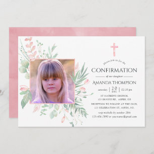 Pastel Blush Greenery Confirmation Invitation