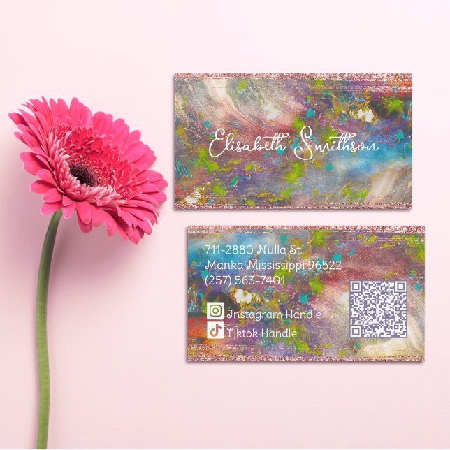   Pastel Blush Holographic Rose Gold Glitter Girly Business Card (Creator Uploaded)
