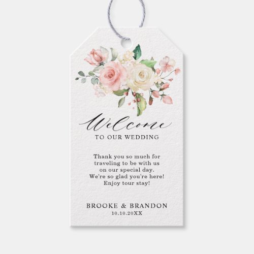 Pastel Blush Ivory Pink Floral Botanical  Welcome Gift Tags