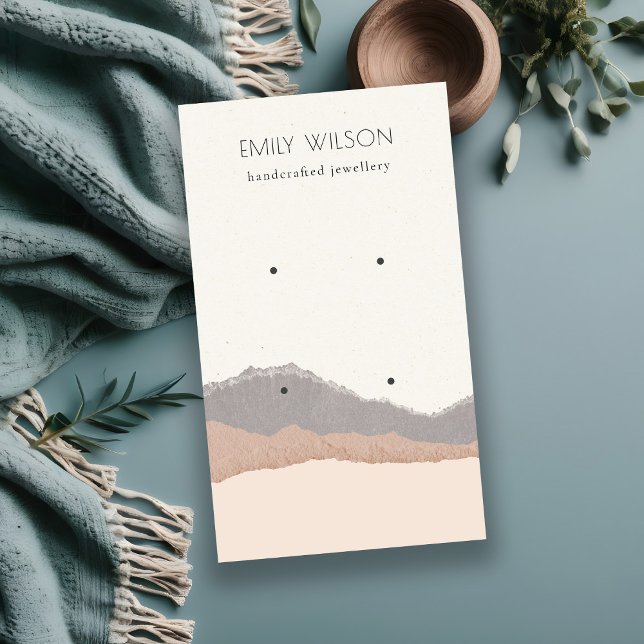 Pastel Blush Kraft Mountain Wave Earring Display Business Card (Creator Uploaded)