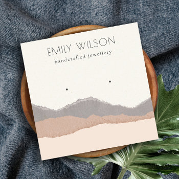 Pastel Blush Kraft Mountain Wave Earring Display Square Business Card by JustJewelryDisplay at Zazzle