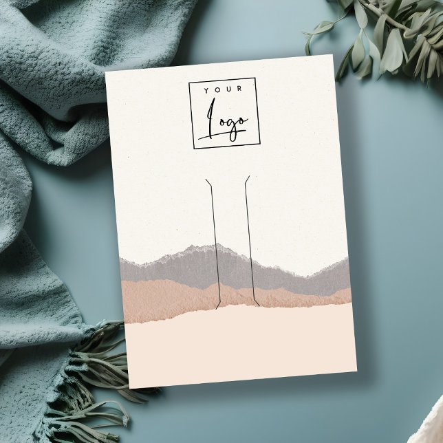 Pastel Blush Kraft Mountain Wave Hair Clip Display Business Card (Creator Uploaded)