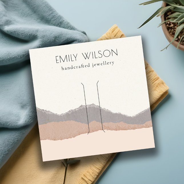 Pastel Blush Kraft Mountain Wave Hair Clip Display Square Business Card (Creator Uploaded)
