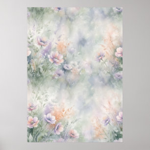 Pastel Blush Lavender Wildflower Garden Poster