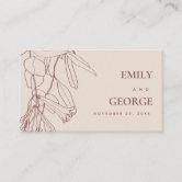 RETRO BLUSH PASTEL LINE DRAWING FLORA RECEPTION ENCLOSURE CARD