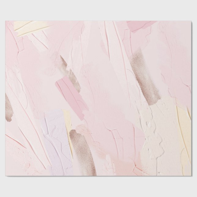 Pastel Blush Pink and Cream Paint Splash Wrapping Paper (Flat)