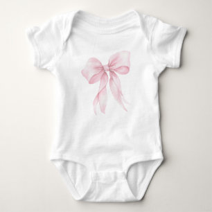 Pastel blush pink Bow minimalist Baby Bodysuit
