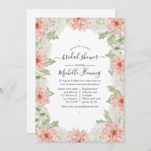 Pastel Blush Pink Dahlia Bridal Shower Invitation