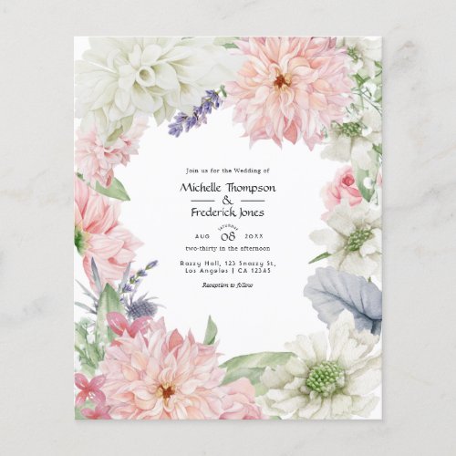 Pastel Blush Pink Dahlia Wedding Invitation Flyer