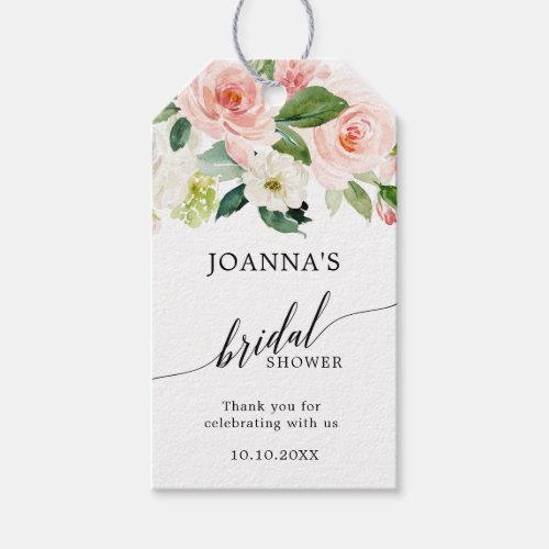 Pastel Blush Pink Floral Botanical Bridal Shower Gift Tags