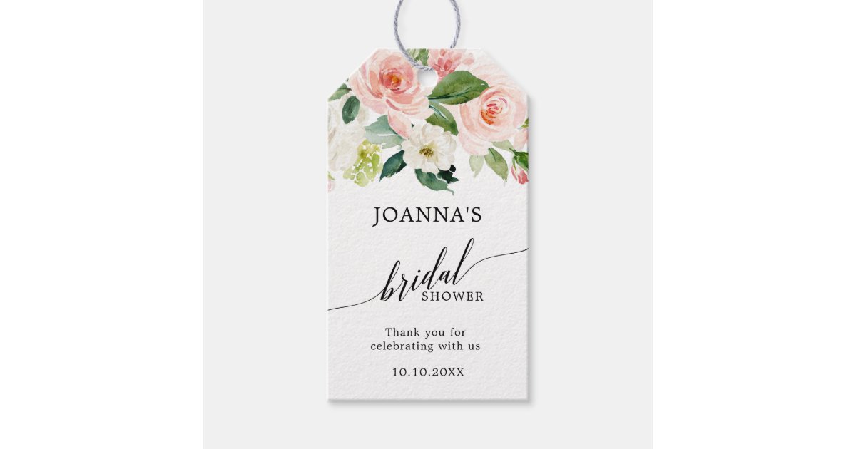 Pastel Blush Pink Floral Botanical Bridal Shower Gift Tags | Zazzle