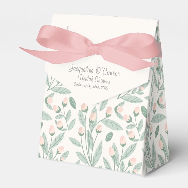 Pastel Blush Pink Floral Bridal  Favor Boxes (Front Side)