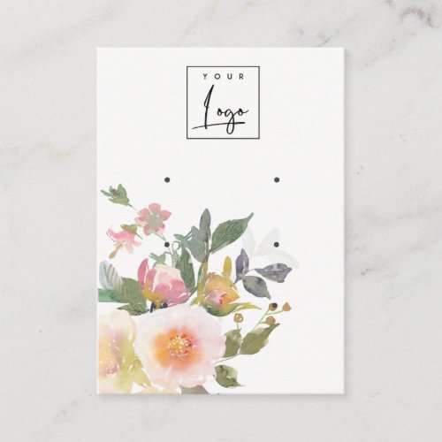 Pastel Blush Pink Floral Bunch 3 Earring Display Business Card