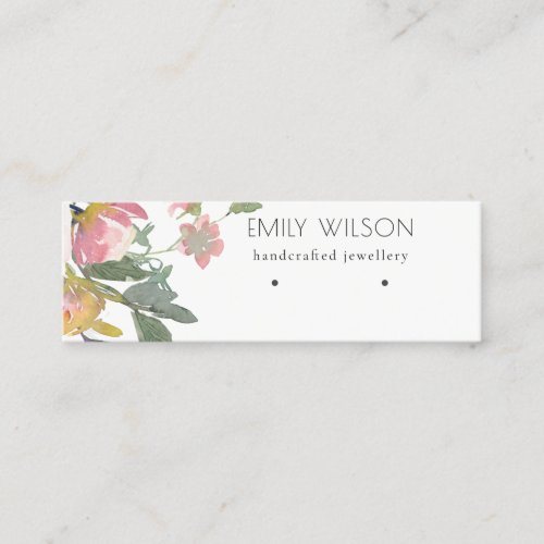 Pastel Blush Pink Floral Bunch Earring Display Mini Business Card