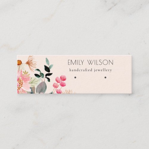Pastel Blush Pink Floral Bunch Earring Display Mini Business Card