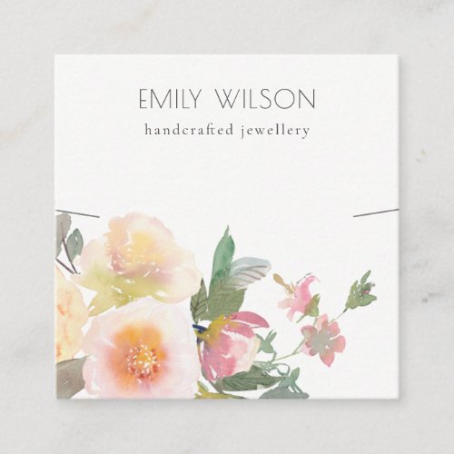 Pastel Blush Pink Floral Bunch Necklace Display  Square Business Card