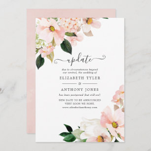 Pastel Blush Pink Floral Spring Wedding Update Invitation